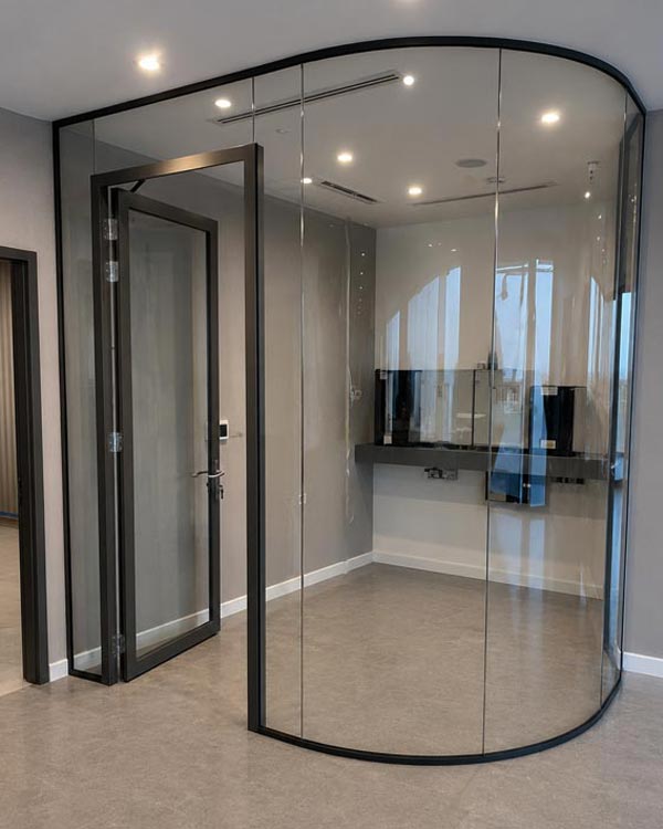 Curved Glass Partitions - London - Clear Partitions